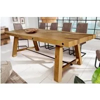 riess-ambiente Esstisch FINCA 240cm vintage braun - recyceltes Pinienholz, Bohlenoptik (Einzelartikel, 1-St), Industrial Design mit Querstrebe – ideal für bis zu 12 Personen