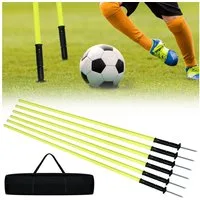 FIVMEN Trainingshilfe Agility Fussball Slalomstangen Set aus 6 Slalom Stangen Hürdenstangen, Für Erwachsene Kinder Hunde Training mit Erdspieß und Tragetasche