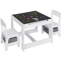 EUGAD Kindersitzgruppe, (3-tlg), mit Tafel und Papierrolle, Stauraum, Weiß