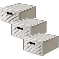 ROTHO Aufbewahrungsbox 3er-Set Schubladenbox COUNTRY 19l