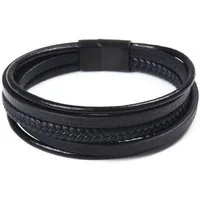 Firetti Lederarmband im maskulinen Design, mehrreihig, teilweise geflochten