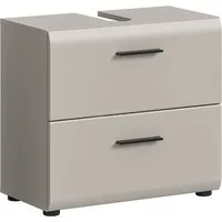welltime Waschbeckenunterschrank FLORENZ, Breite 60cm, inkl. Siphonausschnitt, mit Türen oder Schüben (1-St., TOPSELLER) hochwertige MDF Front, Griff schwarz, Badschrank, Bad