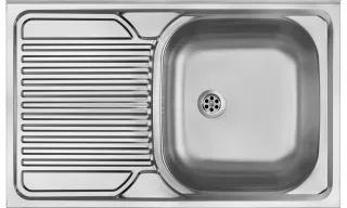 Neuesbad 1-Becken Spüle mit Abtropffläche, mit BACKSPLASH, LEFT, DECOR, 800x500x160, 2'' mit Zubehör NB1DEZM5311L1
