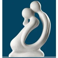 GILDE Dekofigur Skulptur Kuss, weiß (1 St), Dekoobjekt, Höhe 42 cm, handgefertigt, aus Keramik, Wohnzimmer
