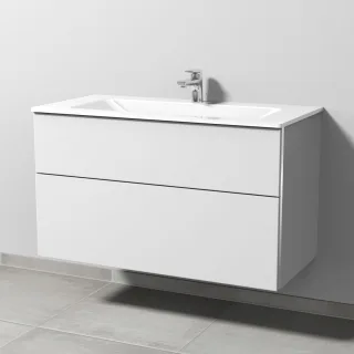 Sanipa 3way Glas-Set Glas-Waschtisch und Unterbau mit 2 Auszügen, Weiß-Soft BR20443