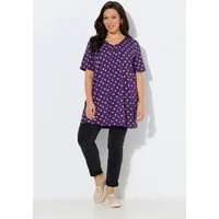 Ulla Popken T-Shirt T-Shirt Zierfalten A-Linie V-Ausschnitt Halbarm