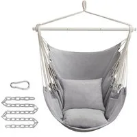 SONGMICS Hängesessel, Hängestuhl mit 2 Kissen, Metallkette, bis 150 kg belastbar