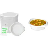 Lauroo Einwegteller Lauroo Suppenterrinen, Suppenschalen, - 500 ml weiß - 1000 Stück, (1000 St)
