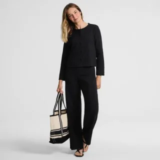 Starfish High Waist Hose mit weitem Bein, Damen,  Schwarz, Elasthan/Baumwoll-Mischung, by Lands' End