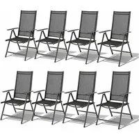 Mojawo Armlehnstuhl 8 Stk. Garten Klappstuhl Aluminium - Textilen Anthrazit / Anthrazit