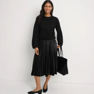 Pullover mit Schleife für Damen, Damen, size: regular, Schwarz, Metall/Polyester-Mischung, by Lands' End