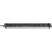 Alu-Line 19" Steckdosenleiste 9-fach silber/schwarz, 1HE, 2 Meter