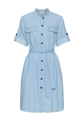 camel active - Sommerkleid mit Stoffbindegürtel bleached blue - Gr. - S