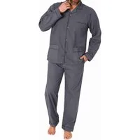 Normann Pyjama Herren Schlafanzug lang Pyjama gewebt zum Knöpfen in elegante Optik