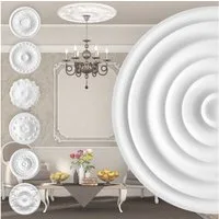 marbet design Wanddekoobjekt R-01 (Stuckrosette aus EPS Styropor, weiß, Zierelement, Stuck, Dekorbau Wand Deckenstuck Wandstuck rund)