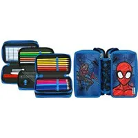 Scooli Federmäppchen Tripledecker, Spider-Man, befüllt, inklusive Geodreieck
