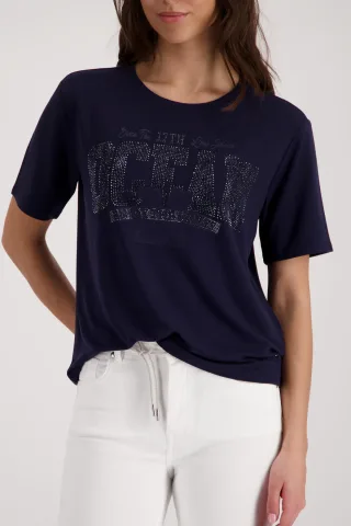 monari - T-Shirt mit Schmuckdetails marine - Gr. - 40