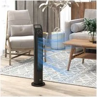 HOMCOM Turmventilator stehender Kühlventilator mit Fernbedienung, 18 cm Durchmesser, für Schlafzimmer, Whonzimmer, Schwarz