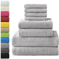 NatureMark Handtuch Set 8 tlg. Frottier Handtuch-Set, 100% Baumwolle (8-St), 4X Gästetücher, 2X Handtücher, 2X Duschtücher, Silber grau