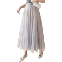 DEBAIJIA Meshrock Damen Tüllrock Sommer Frauen Mesh Hohe Taille Midi Röcke