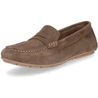 MIDS MIRELLA Damen Mokassin braun, Slipper aus Rauleder mit Leder-Innensohle und Gummisohle