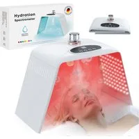 FOSMET Infrarotlampe LED Maske mit 7 Farben & Sprühfunktion – Hautverwöhnung leicht gemacht, Faltbare LED Gesichtsmaske mit Nebel für kosmetische Lichtpflege