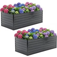 Rolipo Hochbeet Wetterfestes Blumenbeet in Holzoptik Pflanzenbeet für Gemüse/Kräuter (2 St), 190x90x64cm Metall Rostbeständiger Pflanzkasten mit offenem Boden