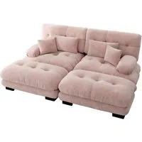 Odikalo 2-Sitzer Schlafsofa Polstersofa Ecksofa, Cloud Ecksofa für Wohnzimmer, Chenille Doppelsofa mit 2 Lendenkissen und 2 Dekokissen, Massivholzrahmen, Chenille, Polstermöbel