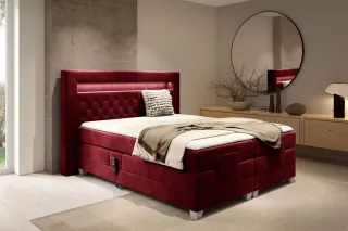 Boxspringbett Elektrisch Bett ARMANDO 160x200cm in Stoff Fresh Rot