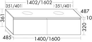 Burgbad WTU Lin20L.HGL 361x1402x487 Dunkelgrau Hochglanz, WXZJ140F5372 WXZJ140F5372