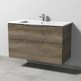 Sanipa 3way Waschtischunterbau zu Duravit ME by Starck Waschtisch mit 2 Auszügen, Eiche-Nebraska UM72637