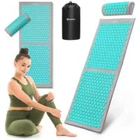HyperMotion Akupressurmatte XL Akupressurmatte 130 cm mit Kissen & Tasche – grau-mint