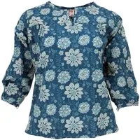 Guru-Shop Longbluse Leichte Baumwollbluse, Boho Schlupfbluse mit.. alternative Bekleidung