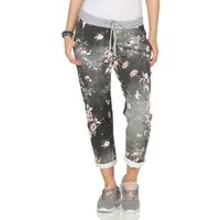 simaranda Jogginghose Damen Jogginghose 29 Schwarz / Blume One Size 36-40