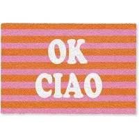 MuchoWow Fußmatte Ciao - Zitat - Streifen, Rechteckig, innen Schmutzfangmatte, Tür, Schmutzfänger Flur, Teppich 60x40 cm