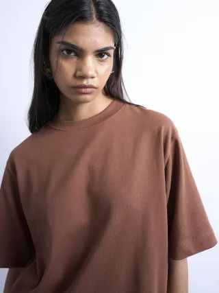 TOPSHOP - TSPREMIUM T-SHIRT JRS Chocolate Brown - Gr. - S