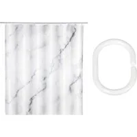 SCHÖNER WOHNEN-Kollektion Duschvorhang »Balatro« Breite 180 cm (Set, 17-tlg), aus recyceltem Polyester, Marmor-Optik, mit 16 Duschvorhangringen