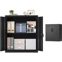SONGMICS Aktenschrank Metallschrank, Aufbewahrungsschrank, Büroschrank abschließbar mit 2 Türen, aus Stahl, 80 x 40 x 90/160 cm, verstellbare Ablage