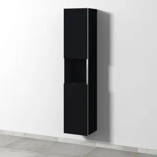 Sanipa 3way Hochschrank mit 2 Türen und 1 offenem Fach, Schwarz-Matt BS11408