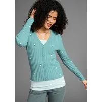 KangaROOS Strickjacke aus Rippstrick mit Stickerei