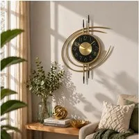 K&L Wall Art Wanduhr Designer Metalluhr modern Gold Optik Aluminium Wanduhr ohne Ticken (leises Quarz Uhrwerk)