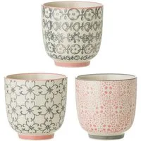 Bloomingville Becher Bloomingville Cécile Becher 180 ml Rose Steingut 3er Set, Steingut