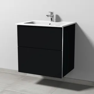 Sanipa 3way Waschtischunterbau zu Duravit ME by Starck Waschtisch mit 2 Auszügen, Schwarz-Matt BS72408