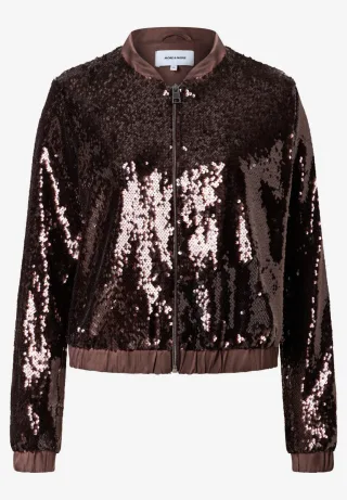 MORE & MORE - Pailletten-Blouson braun - Gr. - 44