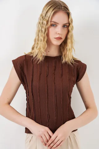 Strukturierte Ripp-Strick-Bluse