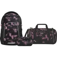 coocazoo Schulranzen Schulrucksack-Set MATE Pink Illusion 3-teilig (3-teilig), ergonomisch, Körpergröße: 135 - 180 cm, Easy-Grow-System