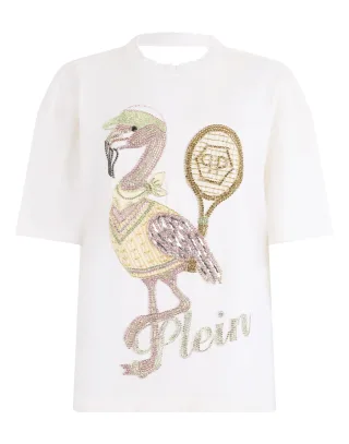 Open Back Man Fit T-Shirt Flamingo Crystals