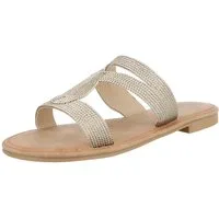 Ital-Design Damen Sandalen in Schwarz – Bequem & Stylisch für den Sommer Pantolette (89372841) Blockabsatz Pantoletten in Gold