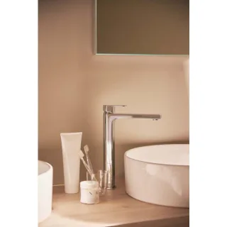 Ideal Standard Edge Waschtischarmatur A7112AA mit Ablaufgarnitur, mit verlängertem Sockel, verchromt