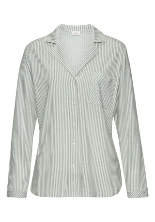 s.Oliver LM Langarmshirt dk green str - Gr. - 42